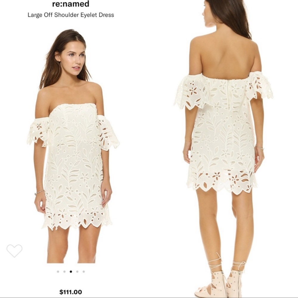 re:named Off Shoulder Eyelet Dress